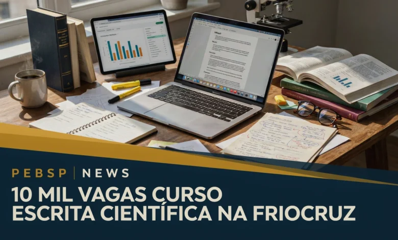 Fiocruz abre inscrições para curso EAD de Escrita Científica. 40 horas, 10 mil vagas. Aprenda IMRaD, publicação científica e integridade. Até 10 de novembro.