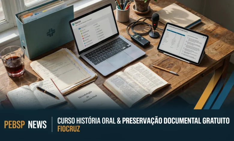 Fiocruz oferece 18h de capacitação com o cursos de História Oral e Preservação Documental totalmente gratuito e seleção simplificada.