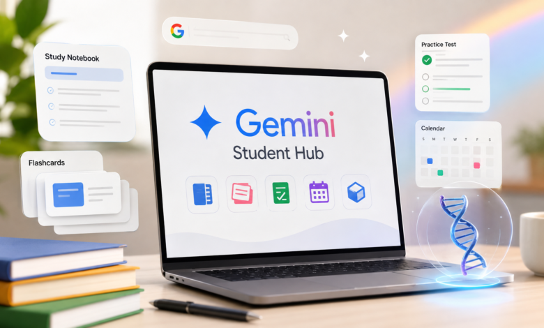 Google lança Student Hub no Gemini com flashcards e testes automáticos. Estudantes dos EUA ganham 1 ano grátis do AI Pro até 3112. Veja como acessar.