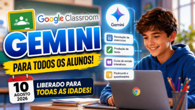 Google libera Gemini no Classroom para estudantes de qualquer idade. Escolas definem regras de uso em 10 de agosto de 2026.