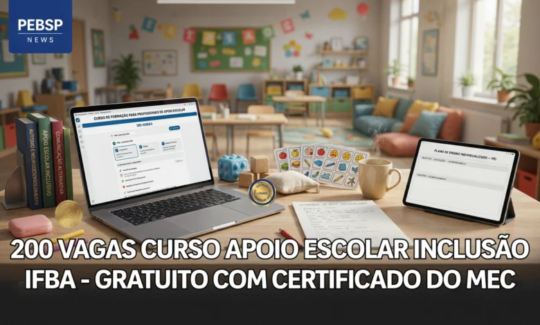 IFBA abre 200 vagas gratuitas em curso de educação inclusiva para profissional de apoio escolar em Jaguaquara. Inscrições terminam em 17 de agosto.