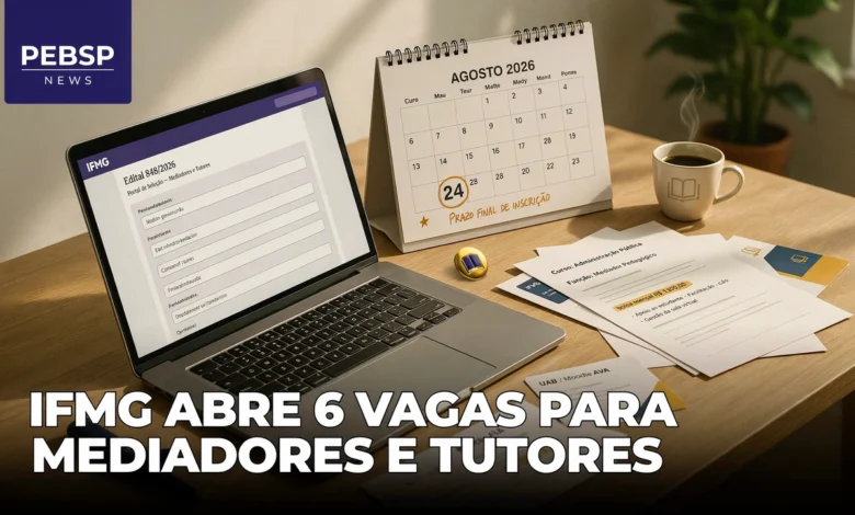IFMG abre 6 vagas para mediador pedagógico em Administração Pública EaD com bolsa de R$ 1.100. Inscrições até 24 de agosto. Confira requisitos e como se inscrever.