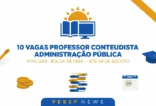IFMG seleciona professor conteudista para pós EaD em Administração Pública; bolsa de R$ 1.850. Inscrições até 24 de agosto de 2026. Veja requisitos.