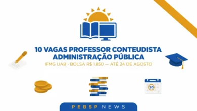 IFMG seleciona professor conteudista para pós EaD em Administração Pública; bolsa de R$ 1.850. Inscrições até 24 de agosto de 2026. Veja requisitos.