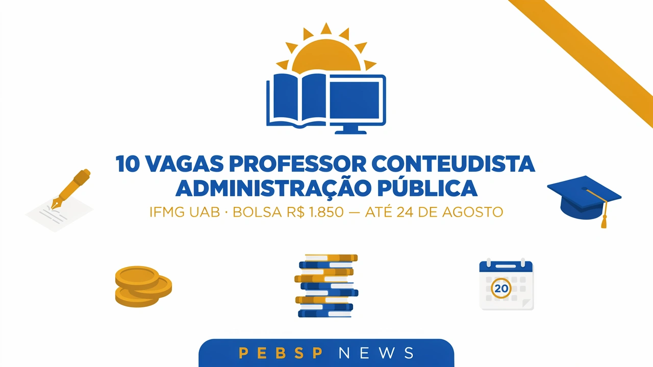 IFMG seleciona professor conteudista para pós EaD em Administração Pública; bolsa de R$ 1.850. Inscrições até 24 de agosto de 2026. Veja requisitos.