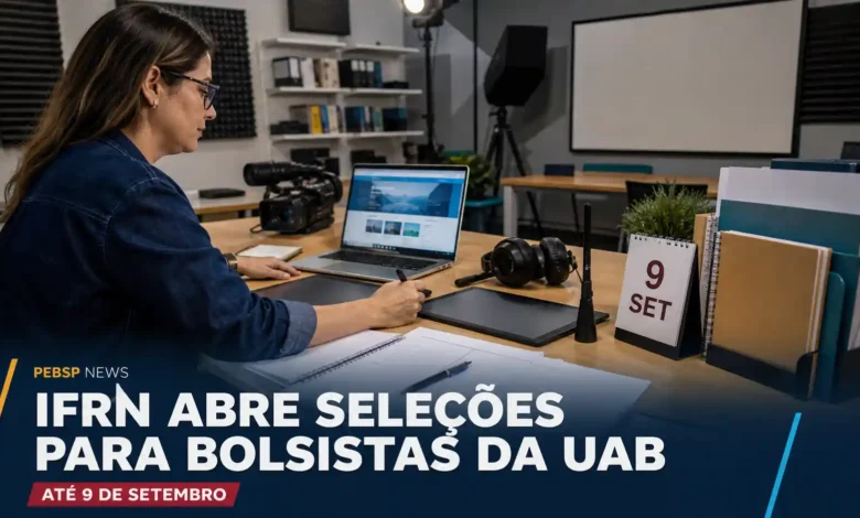 IFRN abre cinco seleções da UAB com bolsas de R$ 1.100 a R$ 2.000 para professor, mediador, coordenador e equipe multidisciplinar. Veja requisitos.