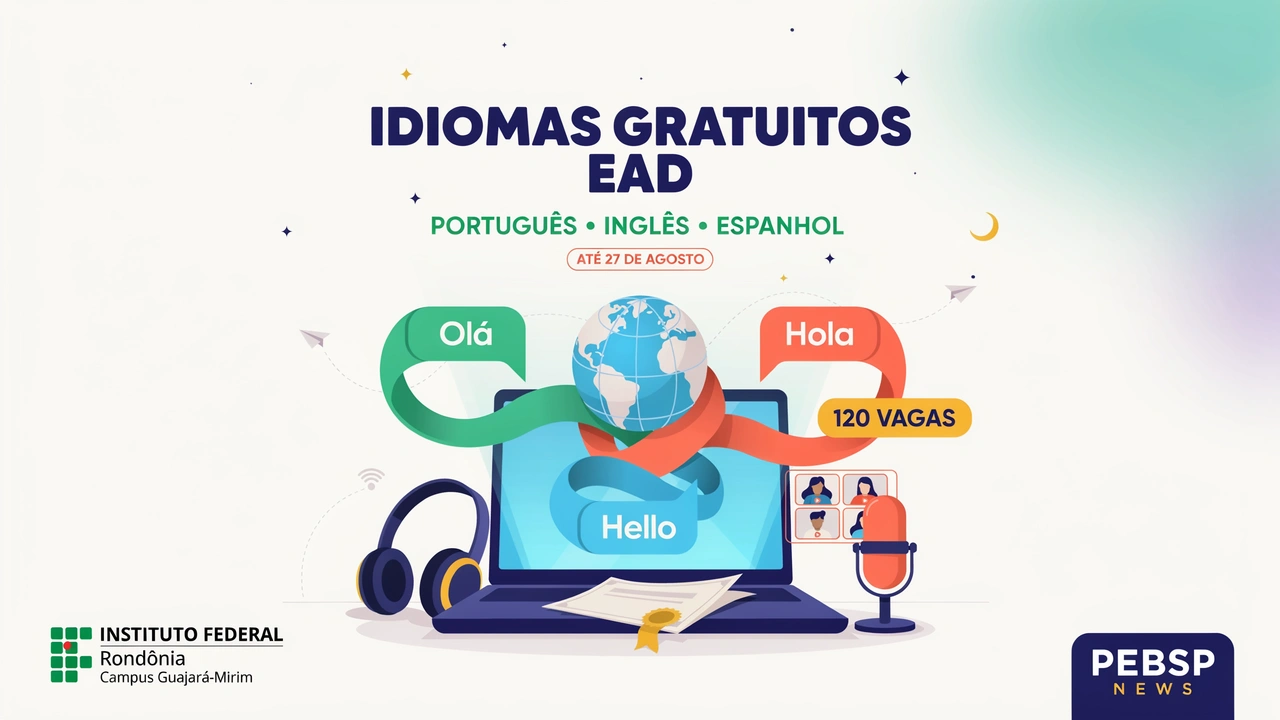 IFRO abre 120 vagas em cursos gratuitos de português, espanhol e inglês, na modalidade EaD, em Guajará-Mirim. Inscrições até 27082026.