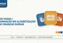 IFSC abre 250 vagas em curso gratuito de alfabetização de crianças surdas, em 5 polos, para professores da rede pública. Inscrições até 2308.