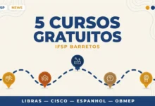 IFSP Barretos oferece vagas gratuitas em Libras, Cisco, Espanhol e Matematica, com inscricoes prorrogadas ate 31 de agosto.