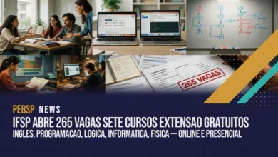 Confira as 265 vagas gratuitas do IFSP Miracatu em 7 cursos de extensão: inglês, programação, lógica e física. Inscrições vão até 7 de agosto de 2026.