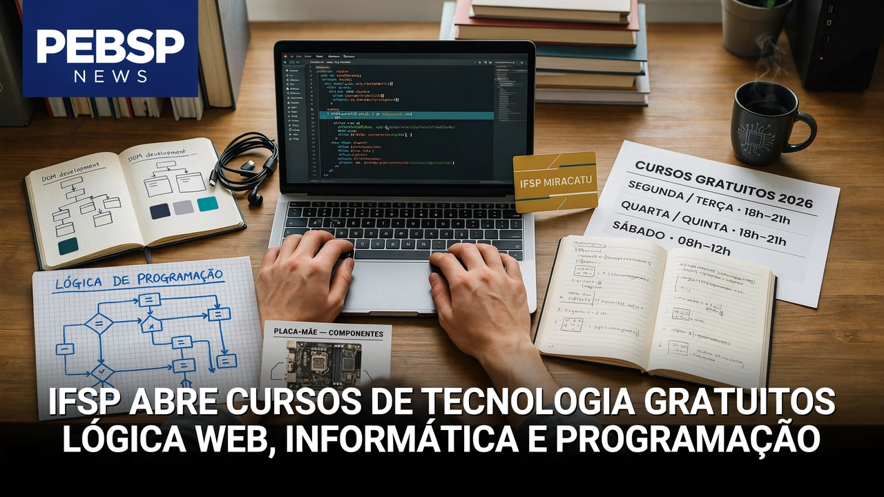 IFSP Miracatu oferece 3 cursos gratuitos de tecnologia — lógica, programação web e informática. 60 vagas, inscrições até 7 de agosto de 2026.