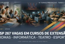 IFSP de São José do Rio Preto oferece 14 turmas presenciais de extensão gratuitas, com 267 vagas; inscrições vão até 12 de agosto de 2026. Veja as turmas.