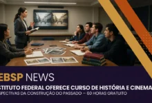 IFSP oferece curso gratuito de extensão sobre história e cinema, com 40 vagas e carga de 60 horas. Confira o edital e inscreva-se até 12 de agosto de 2026.