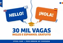 IFSUL oferece 30 mil vagas gratuitas em cursos EAD de inglês e espanhol, 180 horas, com aulas a partir de 26 de agosto de 2026.