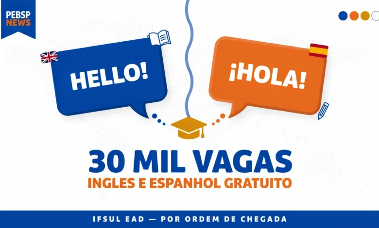 IFSUL oferece 30 mil vagas gratuitas em cursos EAD de inglês e espanhol, 180 horas, com aulas a partir de 26 de agosto de 2026.