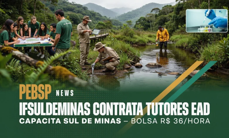 IFSULDEMINAS seleciona 6 tutores EaD para curso de Perícia Ambiental, bolsa de R$ 36 por hora. Inscrições gratuitas até 1408. Veja como participar.