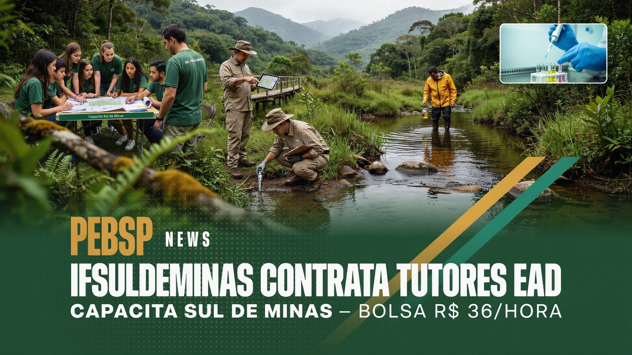 IFSULDEMINAS seleciona 6 tutores EaD para curso de Perícia Ambiental, bolsa de R$ 36 por hora. Inscrições gratuitas até 1408. Veja como participar.