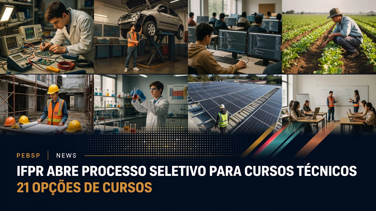 Inscrições abertas para o Processo Seletivo IFPR com vagas em Cursos Técnicos Integrados ao Ensino Médio e seleção por histórico escolar.
