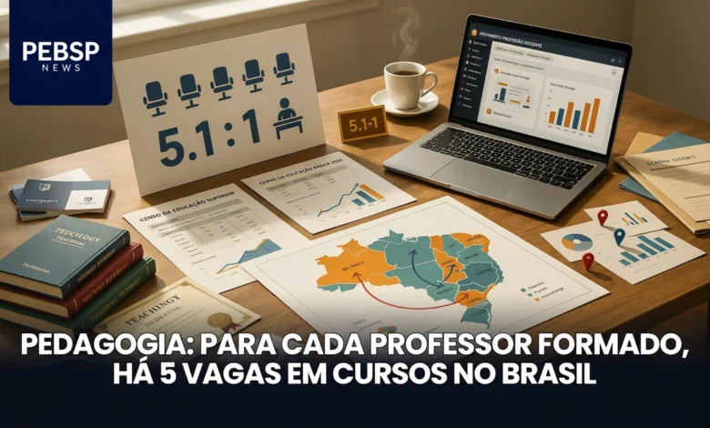 Levantamento com dados do Censo da Educação de 2024 revela descompasso entre a oferta de vagas em Pedagogia e a quantidade real de professores formados no Brasil.