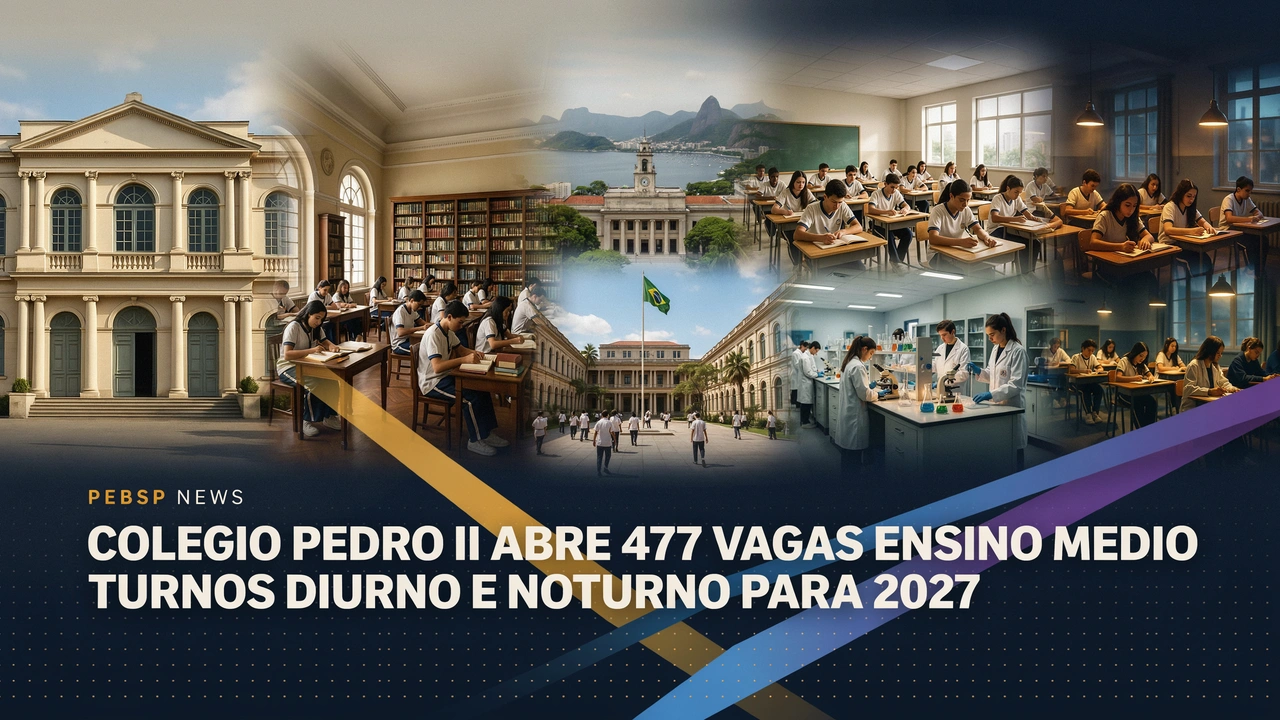 O Colégio Pedro II abre 477 vagas para a 1ª série do Ensino Médio em 2027. Inscrições até 19082026, prova em 1810. Veja cronograma e requisitos.