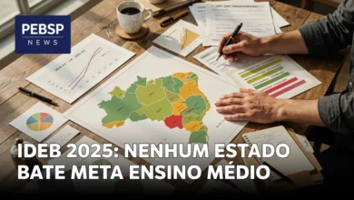 O Ideb 2025 mostra que a meta do ensino médio (5,2) não foi cumprida em nenhum estado. Veja o desempenho completo por UF.