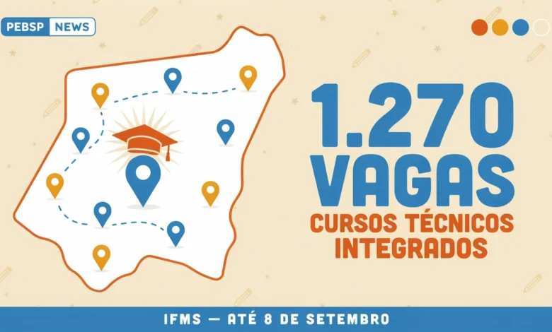 Oportunidade de curso técnico gratuito integrado ao Ensino Médio do IFMS são 1.270 vagas distribuídas em 11 cursos diferentes. Increva-se!