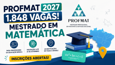 PROFMAT 2027 abre inscrições para mestrado profissional em Matemática do MEC com 1.848 vagas em 28 polos nacionais. Prova em 10 de outubro!
