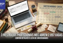 PROFMAT, ProfLetras e ProfEducatec somam 2.897 vagas em cursos de mestrado profissional do MEC. Confira detalhes das vagas