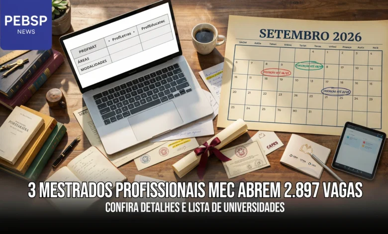 PROFMAT, ProfLetras e ProfEducatec somam 2.897 vagas em cursos de mestrado profissional do MEC. Confira detalhes das vagas