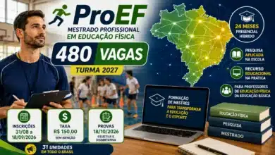 ProEF oferece 480 vagas de mestrado para professores de Educação Física. Inscrições pela Vunesp vão de 31 de agosto a 18 de setembro. Veja as vagas.