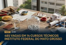 Processo seletivo IFMT abre inscrições para 14 cursos técnicos presenciais e EaD subsequentes com seleção sem taxa via sorteio eletrônico.