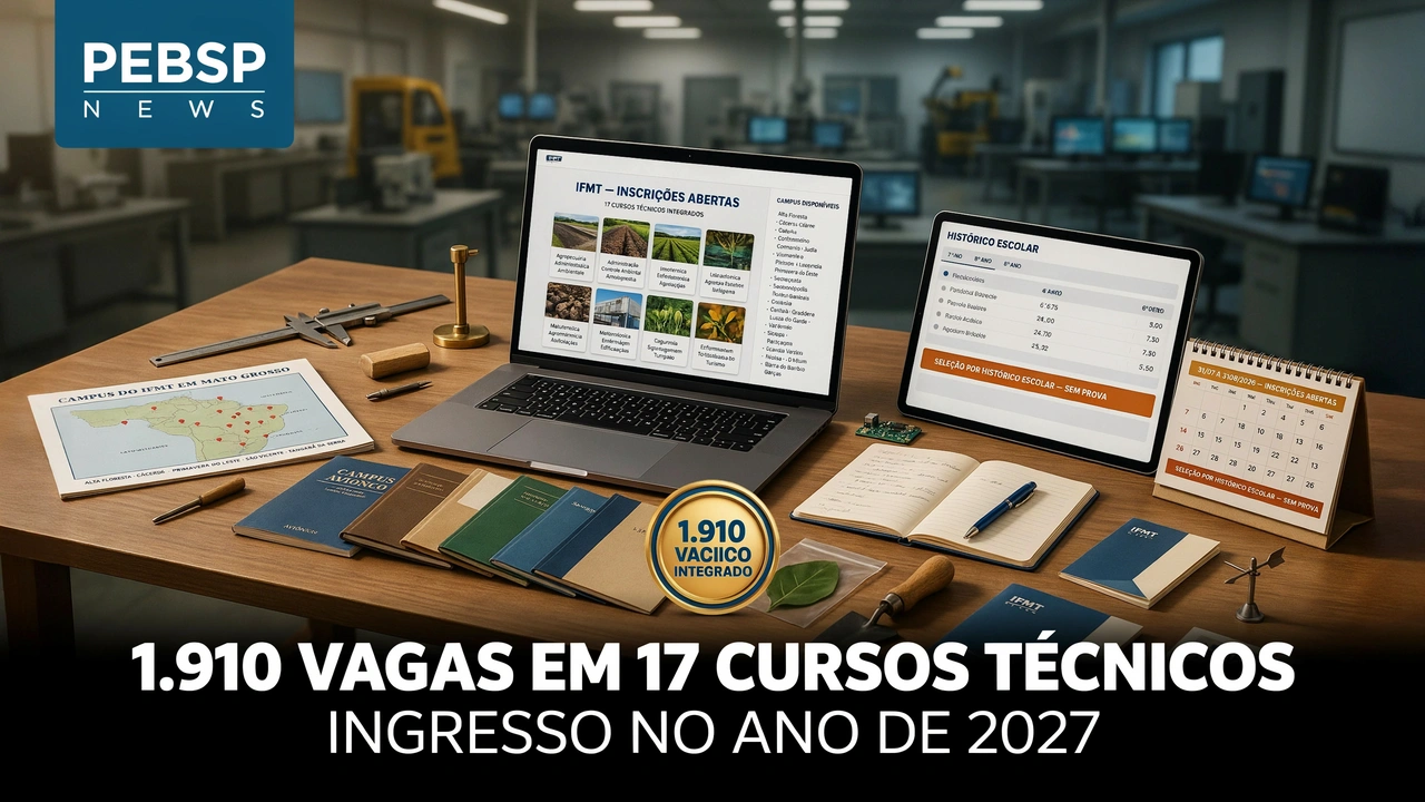 Processo seletivo do IFMT oferece cursos técnicos integrados gratuitos em 12 campi, com seleção pelo histórico escolar. Inscrições até 3108.