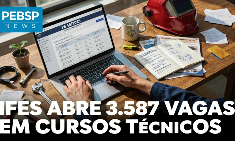 Processo seletivo do Ifes oferece vagas gratuitas em 26 cursos técnicos integrados ao Ensino Médio distribuídos em 22 polos. Confira o edital!