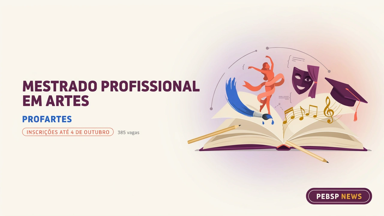 ProfArtes oferece 385 vagas no mestrado profissional em Artes para professores. Inscrições vão de 5 de setembro a 4 de outubro de 2026. Confira.