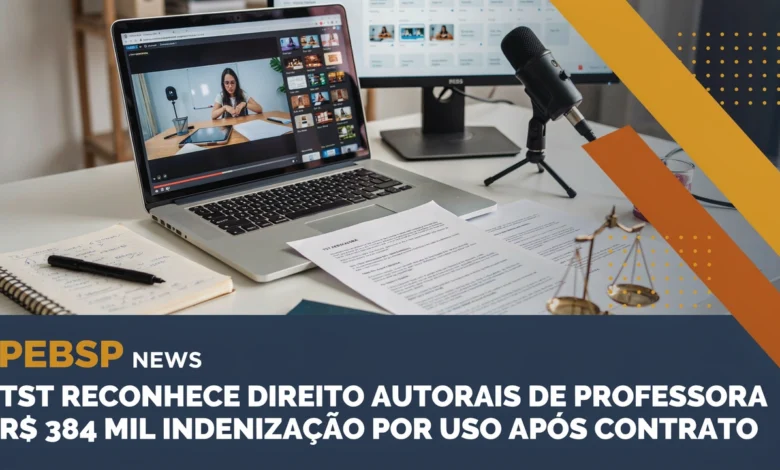 Professora recebe R$ 384 mil do TST por direitos autorais violados. Suas vídeo-aulas continuaram após o término do contrato.