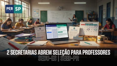 SEDU-ES e SEED-PR abrem processos seletivos para professores em agosto de 2026. Confira cargos, remuneração, inscrições e cronogramas completos.