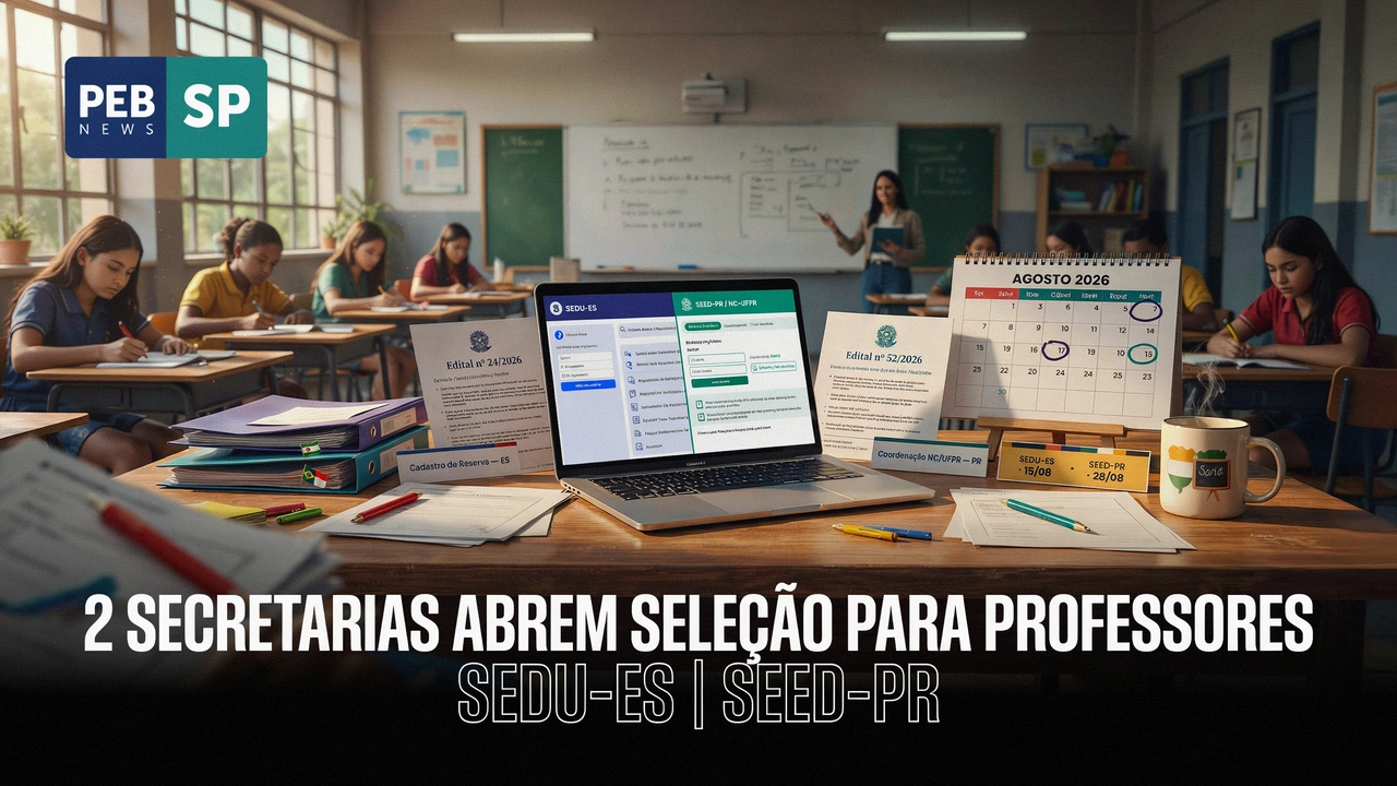 SEDU-ES e SEED-PR abrem processos seletivos para professores em agosto de 2026. Confira cargos, remuneração, inscrições e cronogramas completos.