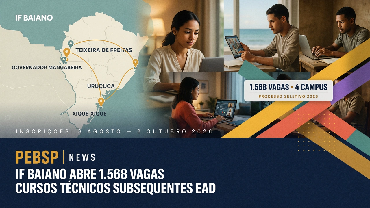 Sem vestibular veja como se inscrever nos cursos técnicos gratuitos EAD do IF Baiano, com vagas em Informática, Rede de Computadores e Mais.