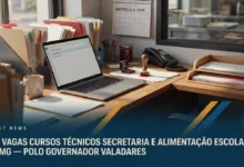 Técnico em Secretaria Escolar e Alimentação Escolar IFNMG somam 180 vagas em Governador Valadares. EaD híbrido. Inscrições até 23 de agosto.