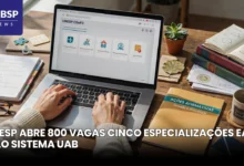 UNESP abre 800 vagas em 5 especializações EaD com inscrições até 5 de agosto. Sorteio eletrônico, cotas e seleção sem prova.