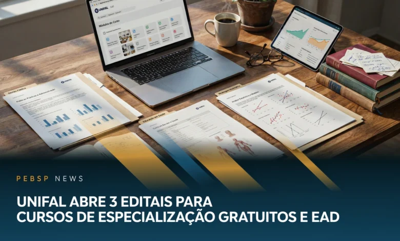 UNIFAL-MG abre 468 vagas em três pós-graduações EaD — Gestão Pública, Saúde Escolar e Modelagem Matemática. Inscrições até 24082026, às 12h.