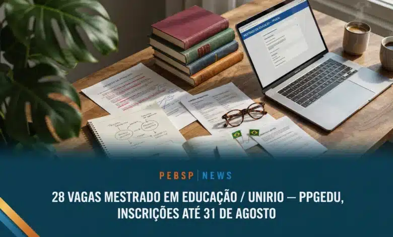 UNIRIO abre 28 vagas para mestrado em Educação, com ingresso em 2027. Inscrições até 31 de agosto. Veja linhas de pesquisa, vagas e cronograma completo.