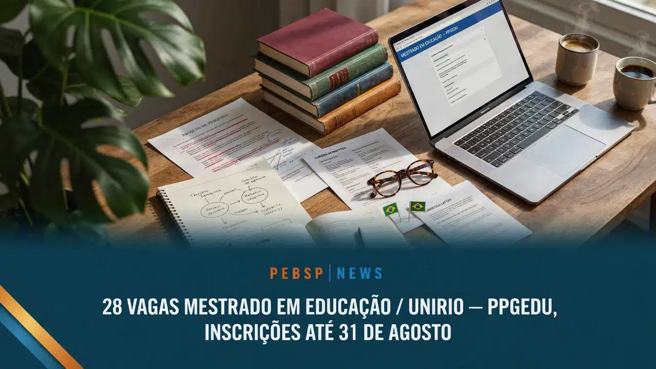 UNIRIO abre 28 vagas para mestrado em Educação, com ingresso em 2027. Inscrições até 31 de agosto. Veja linhas de pesquisa, vagas e cronograma completo.