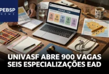 UNIVASF abre 900 vagas em seis cursos de especialização EAD gratuitos pelo sistema UAB. Inscrições até 09 de agosto de 2026. Veja vagas por polo.