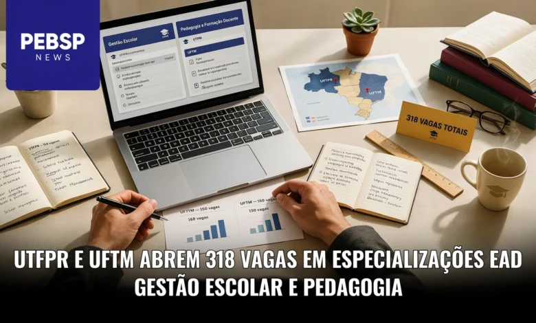 UTFPR e UFTM somam 318 vagas em especializações gratuitas a distância pelo sistema UAB. Inscrições até 10 de agosto de 2026