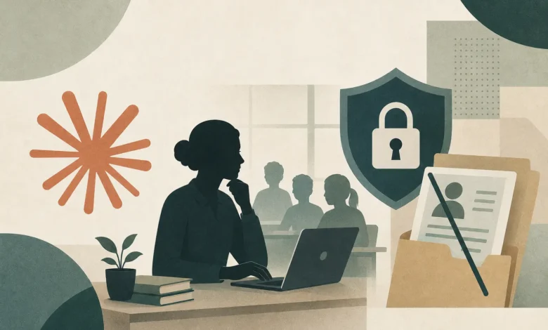 Anthropic atualiza o Claude for Teachers e reforça privacidade de dados de estudantes: exemplos agora com dados desidentificados. Veja o que diz a FERPA.