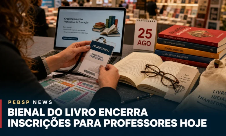 Professores têm até hoje, 25 de agosto, para pedir credenciamento gratuito na Bienal do Livro de SP. Evento será de 4 a 13 de setembro. Saiba mais.