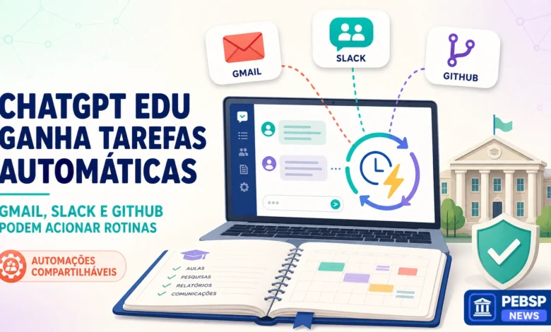 ChatGPT Edu recebe tarefas compartilháveis e automações acionadas por Gmail, Slack e GitHub. Administradores devem liberar o recurso. Veja como funciona.