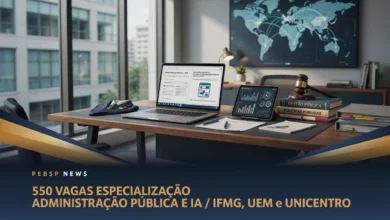 IFMG oferece 150 vagas em Administração Pública e UEM/Unicentro abrem 400 vagas em IA aplicada ao setor público; inscrições até 17 e 18/08/2026.