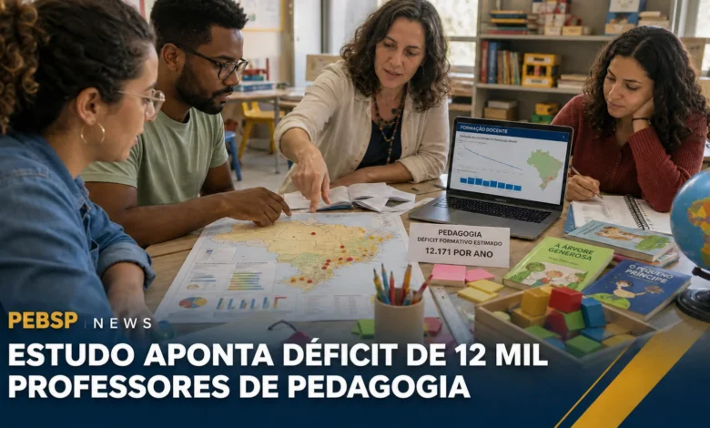Estudo estima insuficiência anual de 12.171 licenciados em Pedagogia e revela fortes desigualdades regionais na formação docente no Brasil hoje.